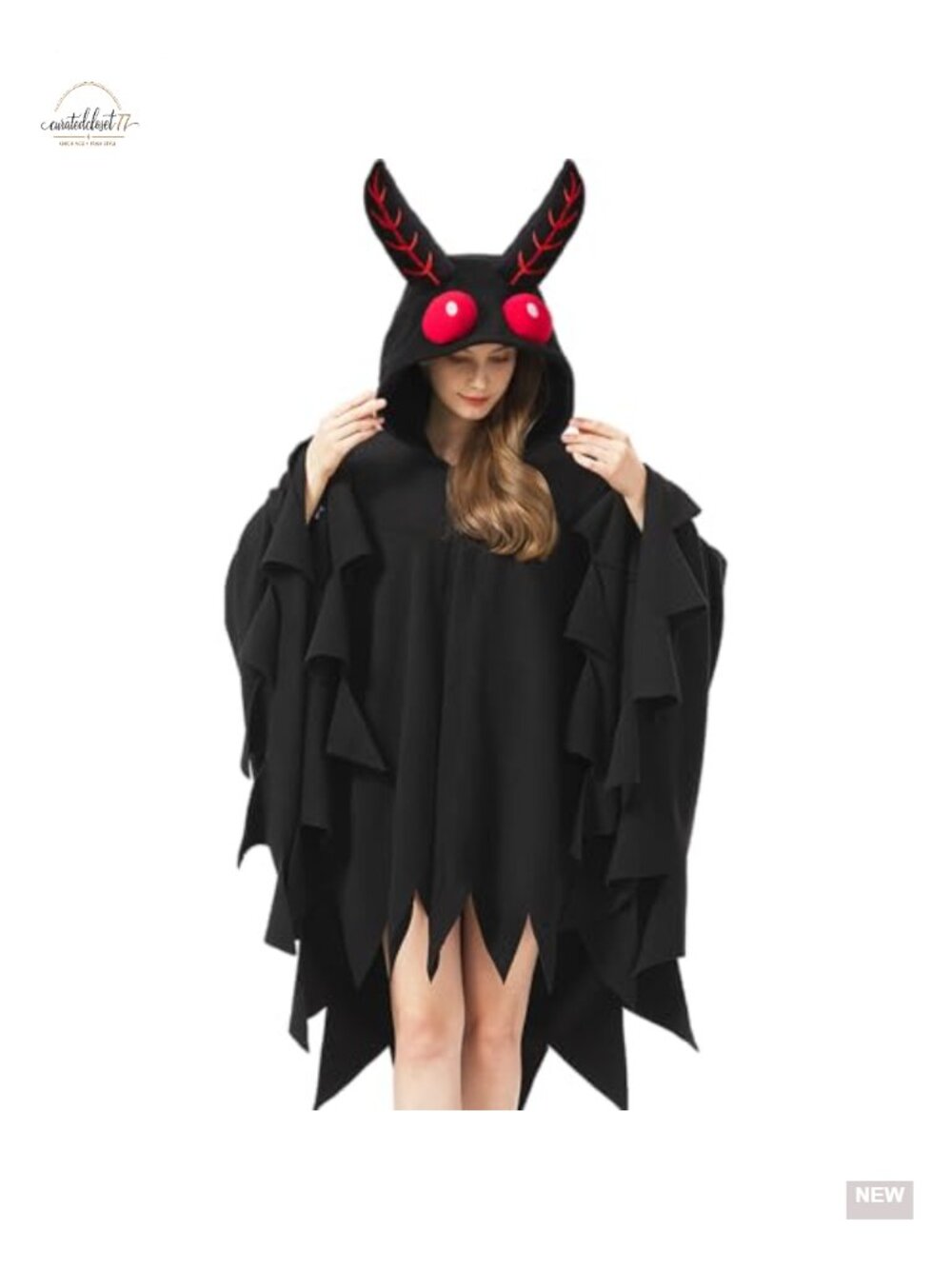 Mothman Costume Poncho Hooded Cape Fleece Cosplay Halloween